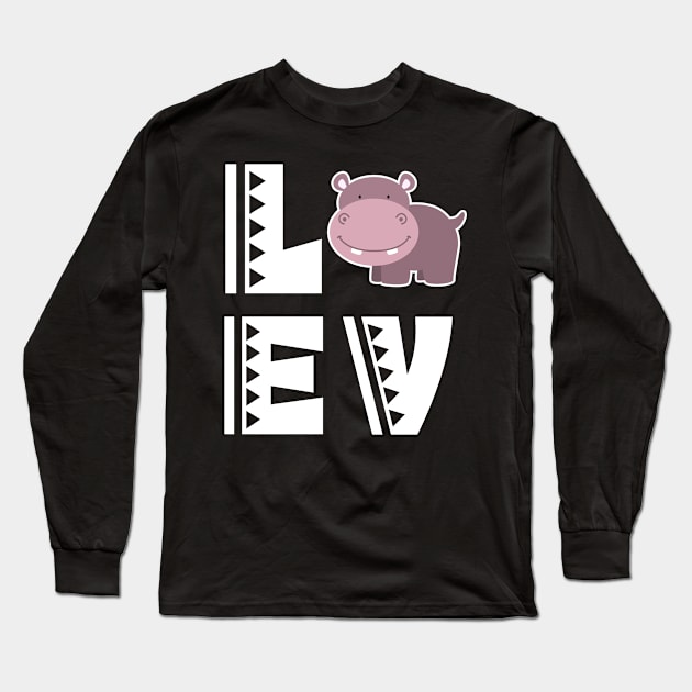 Cute love hippo t shirt funny hippo lover gifts for kids Long Sleeve T-Shirt by franzaled